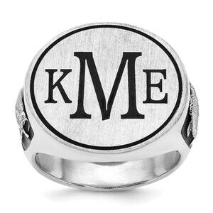 Custom Personalized Sterling Silver Bass Fish sides Epoxy Monogram Ring for Men